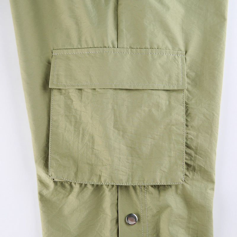 Street Wind High Waist Straight Tube Rope Pants