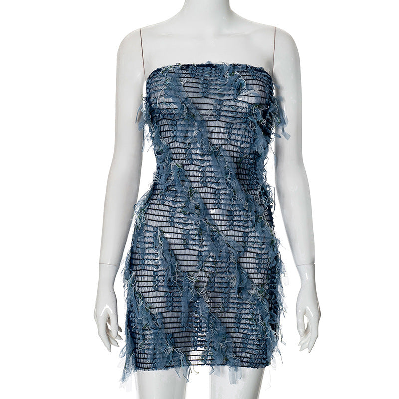 Tuli Truffled Blue Dress
