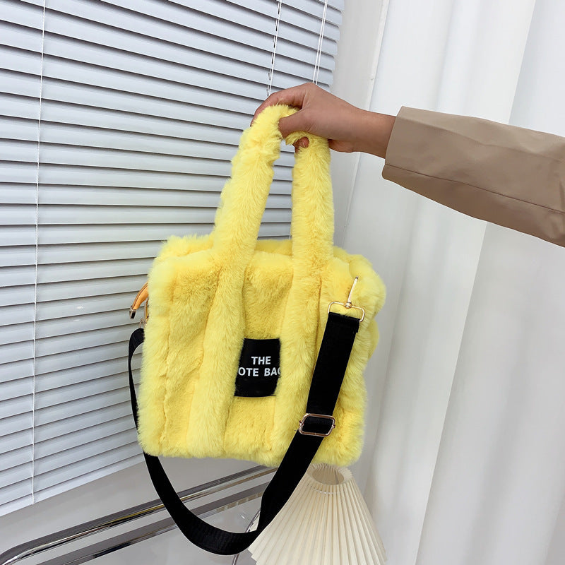 Fuzzy Furry Faux Fur Plush Tote Bag