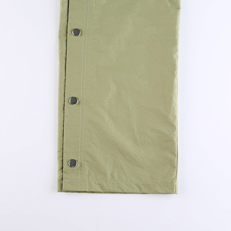 Street Wind High Waist Straight Tube Rope Pants