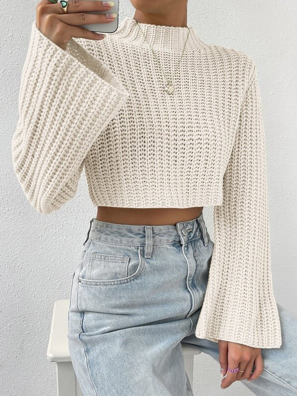 Bell Sleeve Mock Neck Sweater