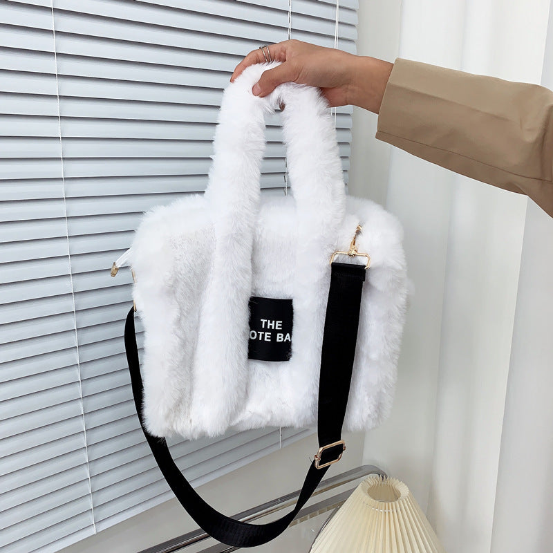 Fuzzy Furry Faux Fur Plush Tote Bag