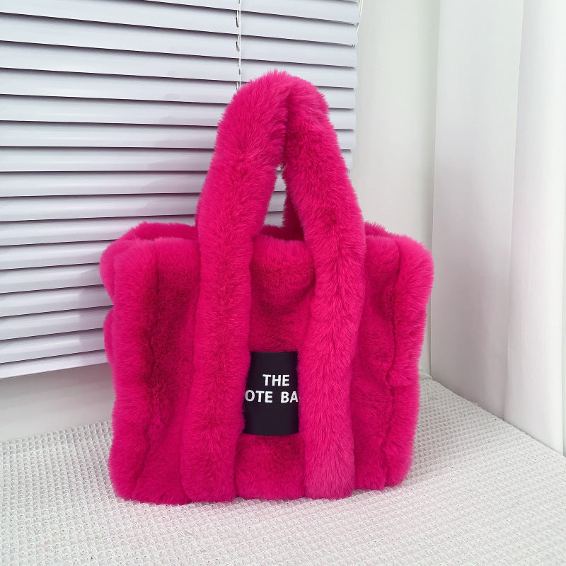 Fuzzy Furry Faux Fur Plush Tote Bag