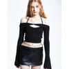 Vintage Off The Shoulder Slim Knitted Long Sleeve Sweater