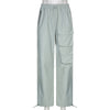 Street Wind High Waist Straight Tube Rope Pants