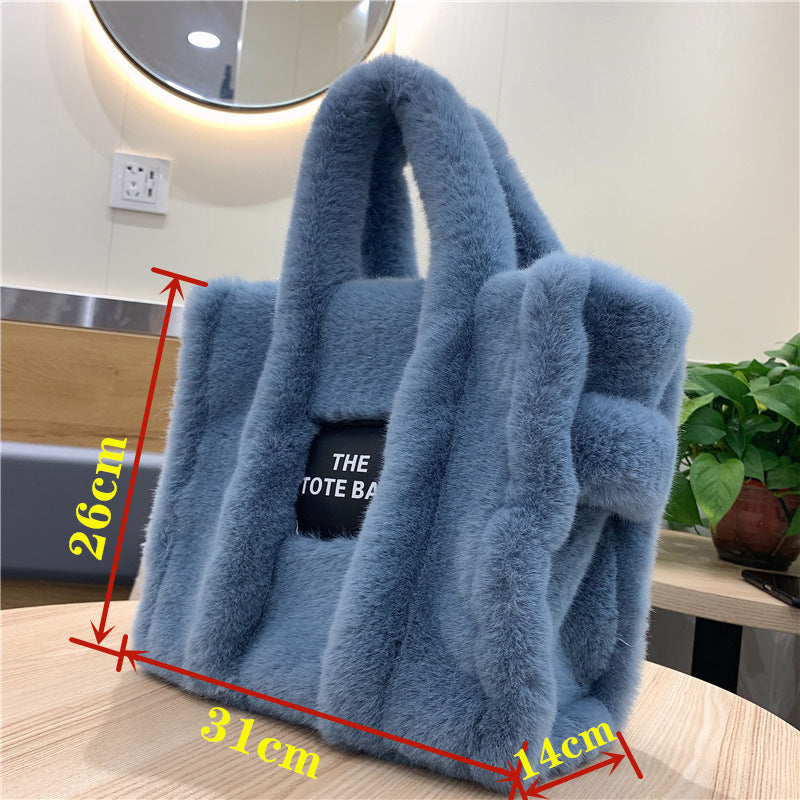 Fuzzy Furry Faux Fur Plush Tote Bag
