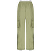 Street Wind High Waist Straight Tube Rope Pants
