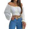 Lantern Sleeve V-neck Crop