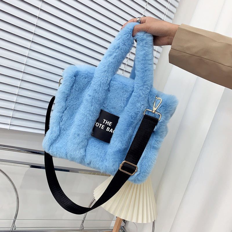 Fuzzy Furry Faux Fur Plush Tote Bag