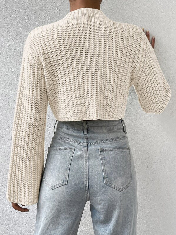 Bell Sleeve Mock Neck Sweater