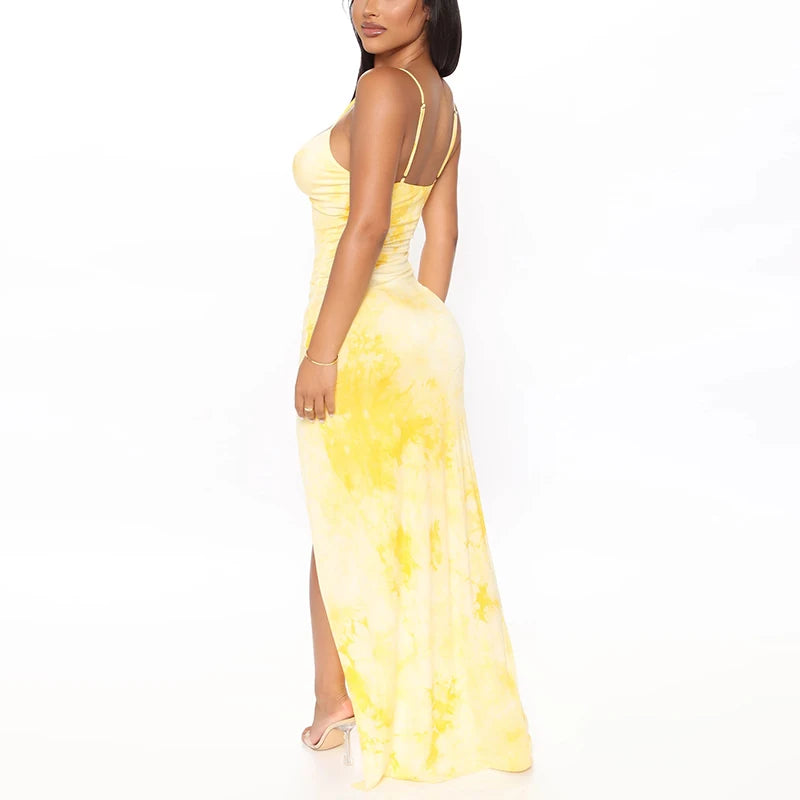 Tie Dye Sleeveless Slim Fit Bodycon Maxi Dresses