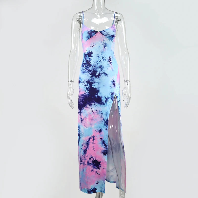 Tie Dye Sleeveless Slim Fit Bodycon Maxi Dresses