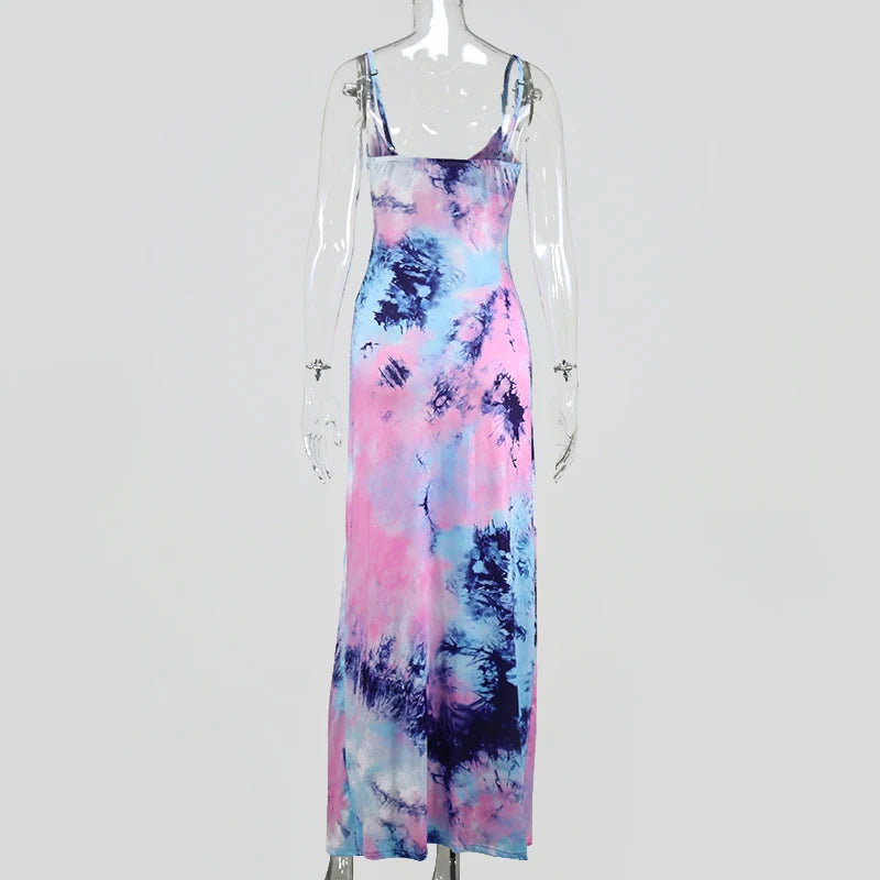 Tie Dye Sleeveless Slim Fit Bodycon Maxi Dresses