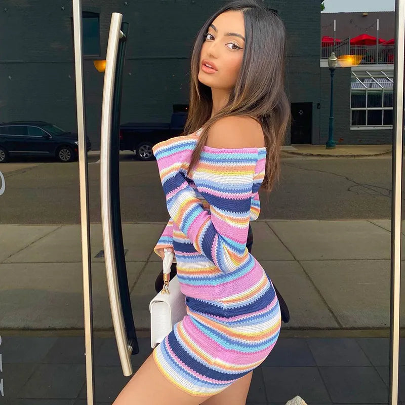Colorful Striped Knitted Dress