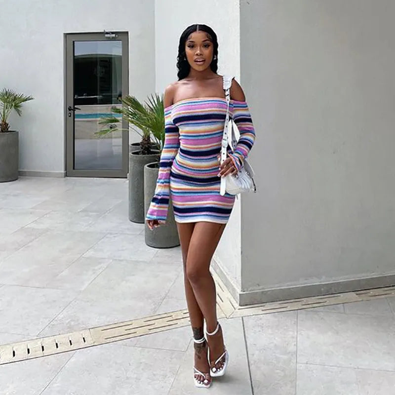 Colorful Striped Knitted Dress