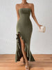 Ruched Ruffles Maxi Dress