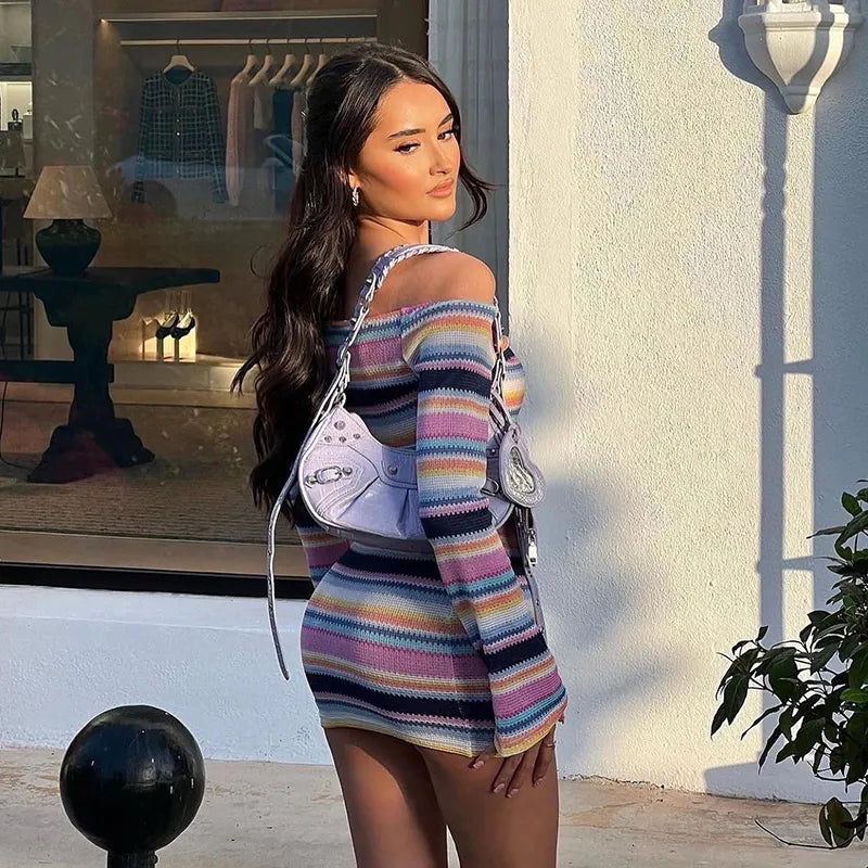 Colorful Striped Knitted Dress