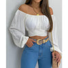 Lantern Sleeve V-neck Crop