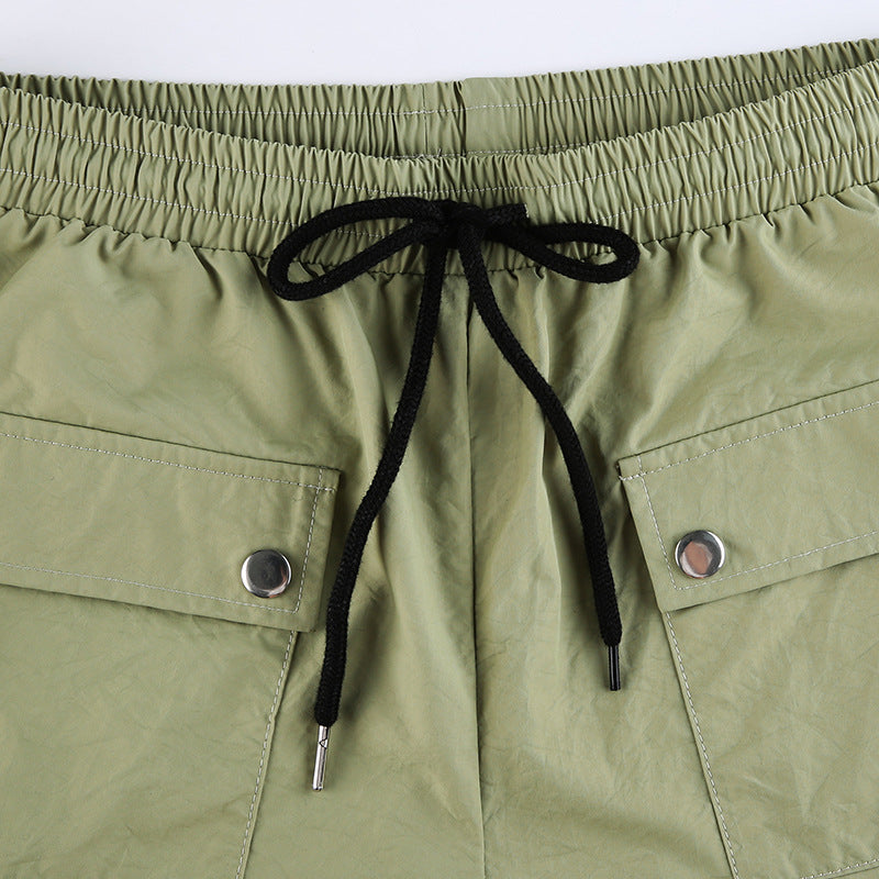 Street Wind High Waist Straight Tube Rope Pants